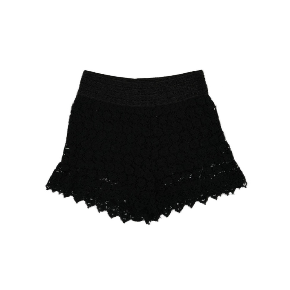 WallFlower Lace Shorts Womens Size 9 Black Smocked Scalloped‎ 100% Cotton Y2K